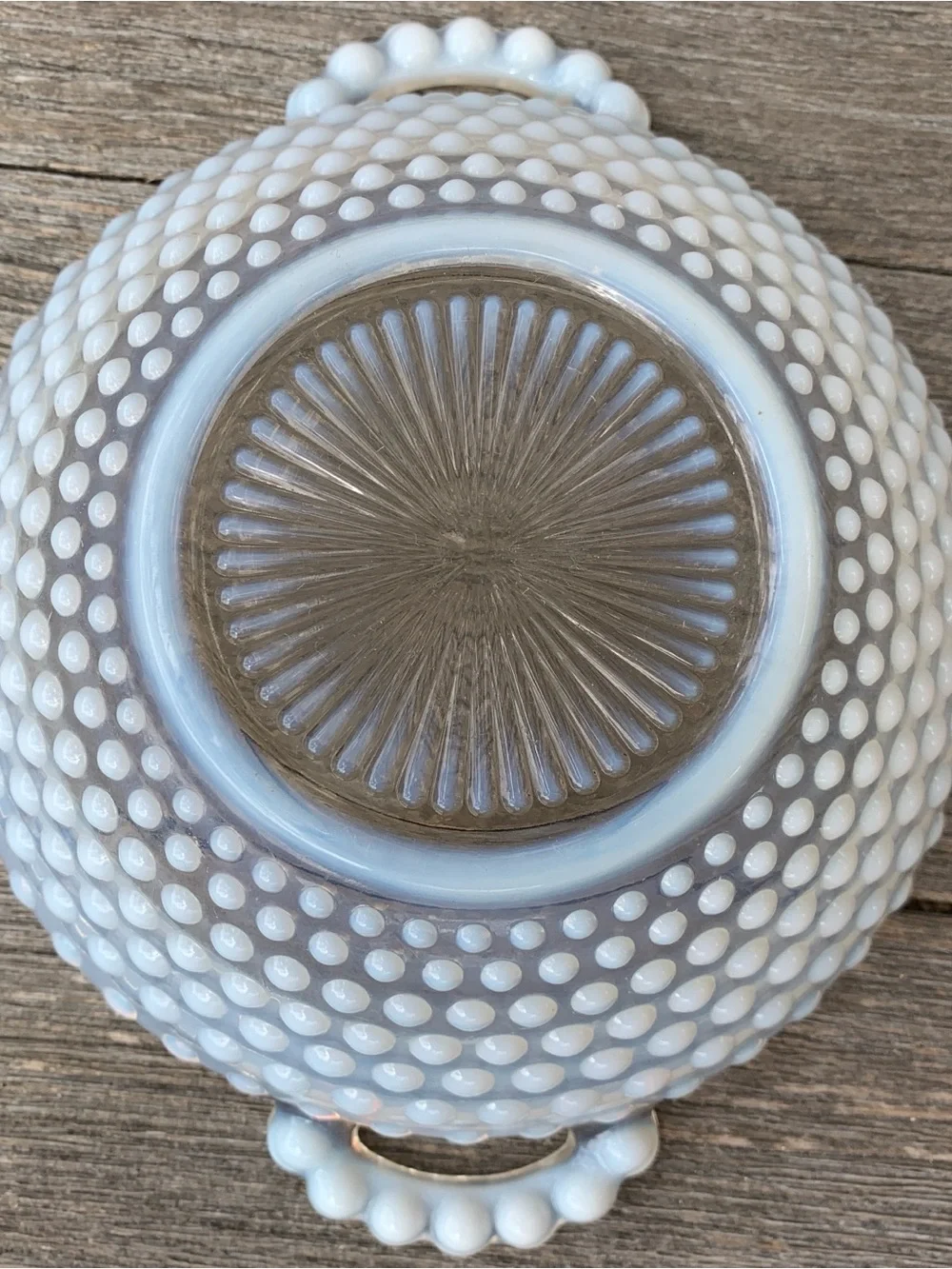 Milk Glass Hobnail Covered Serving Dish - White